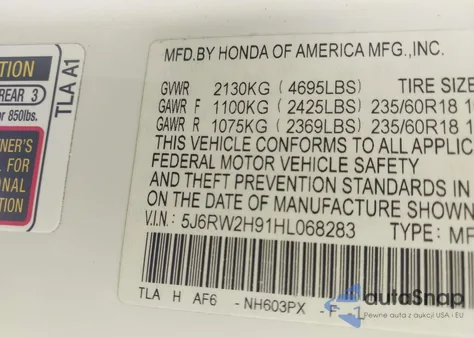 2017 Honda Cr-V Touring z USA, uszkodzony, nr VIN 5J6RW2H91HL068283